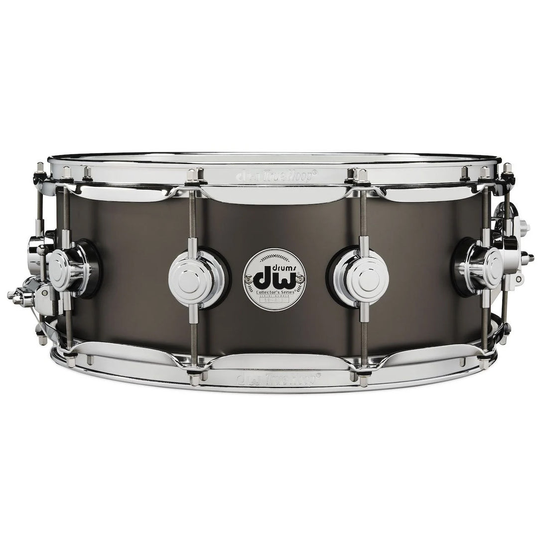 DW Collector's Series Metal Snare Drum Thin 1mm Black Satin Over Brass Smooth Finish - 5.5x14