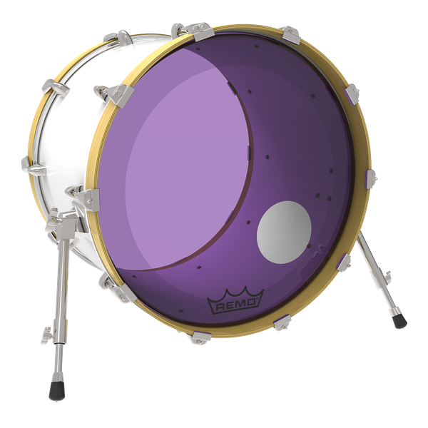 Remo P3-1324-CT-PUOH, 24" Powerstroke P3 Colortone Bass Drum Head w/5" Offset Hole-Purple