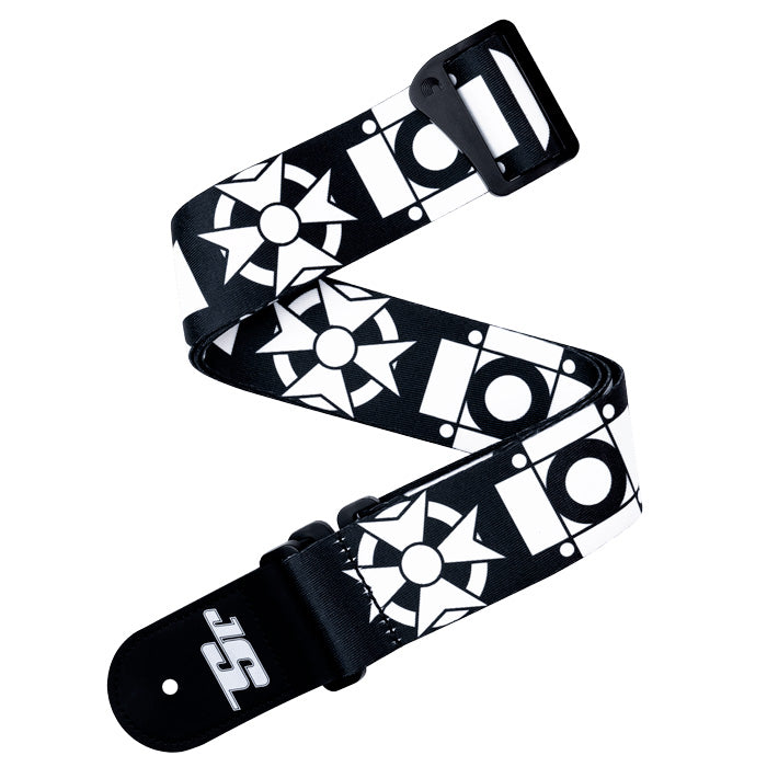 D'Addario Joe Satriani Polyester Swivel Guitar Strap - Black and White