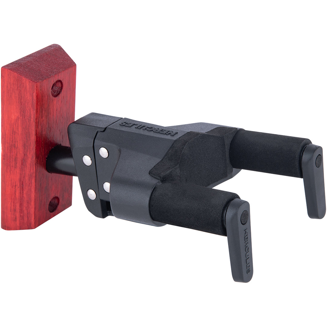 Hercules Stands GSP38WBR+ Auto Grip Universal Wall Mount Guitar Hanger - Burgundy Red Wood Base