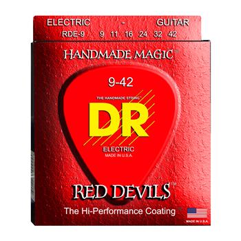 DR Strings RDE-9 (Light) - RED DEVILS - RED Coated Electric: 9, 11, 16, 24, 32, 42