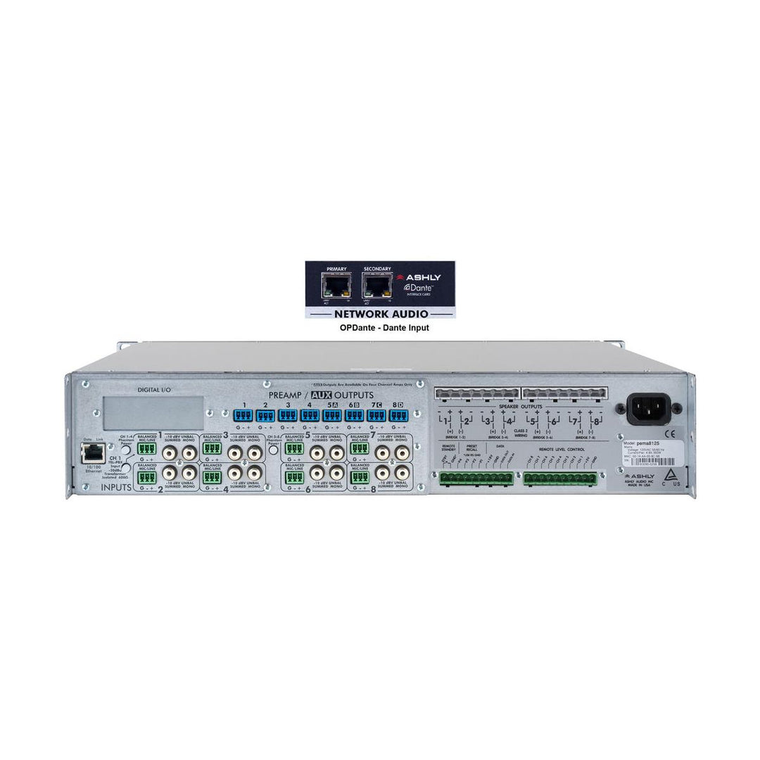 Ashly pema 8125.70d 8x 125W/70V Dante Network Power Amplifier/Constant Voltage with 8x8 Protea DSP