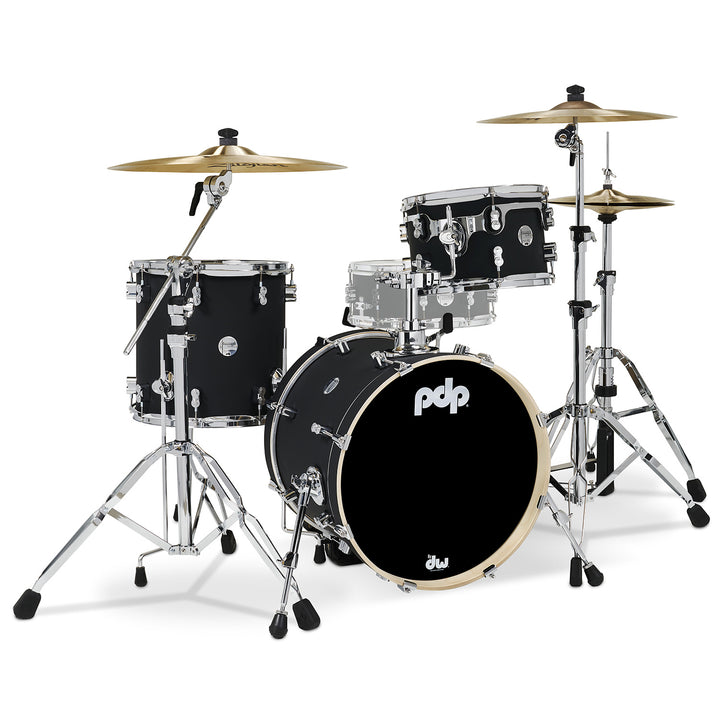 PDP Concept Maple Finish Ply CM Bop Kit Shell Pack w/ Chrome Hardware (14x18 w/ BDM, 8x12, 14x14FT) - Satin Black