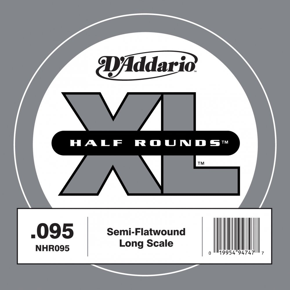 D'Addario NHR095 - SINGLE BASS HALF RND 095 LONG