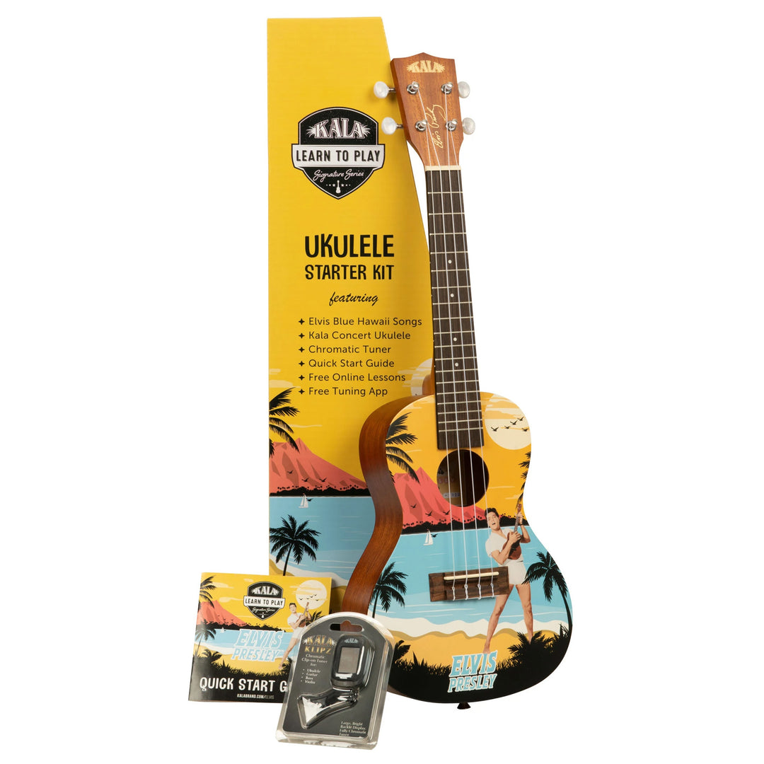 Kala Learn To Play Concert Ukulele Starter Kit - Elvis Blue Hawaii
