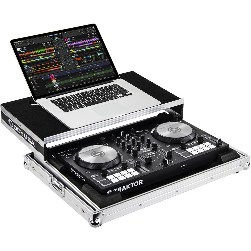 Odyssey FRGSTKS2MK3 Flight Ready Low-Profile Case w/ Glide Platform for Traktor Kontrol S2 MK3 - Silver / Black