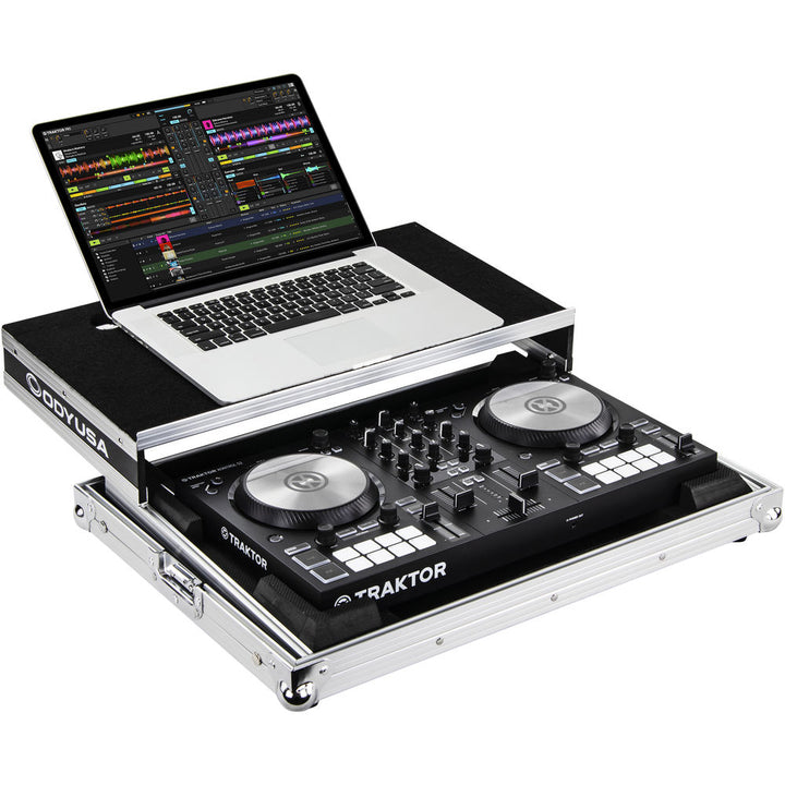 Odyssey FRGSTKS2MK3 Flight Ready Low-Profile Case w/ Glide Platform for Traktor Kontrol S2 MK3 - Silver / Black