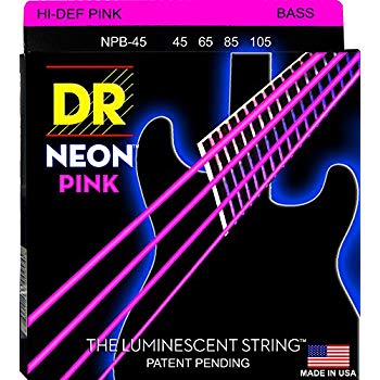 DR Strings NPB-45 (Medium) - Hi-Def NEON PINK: Coated Bass Strings: 45, 65, 85, 105