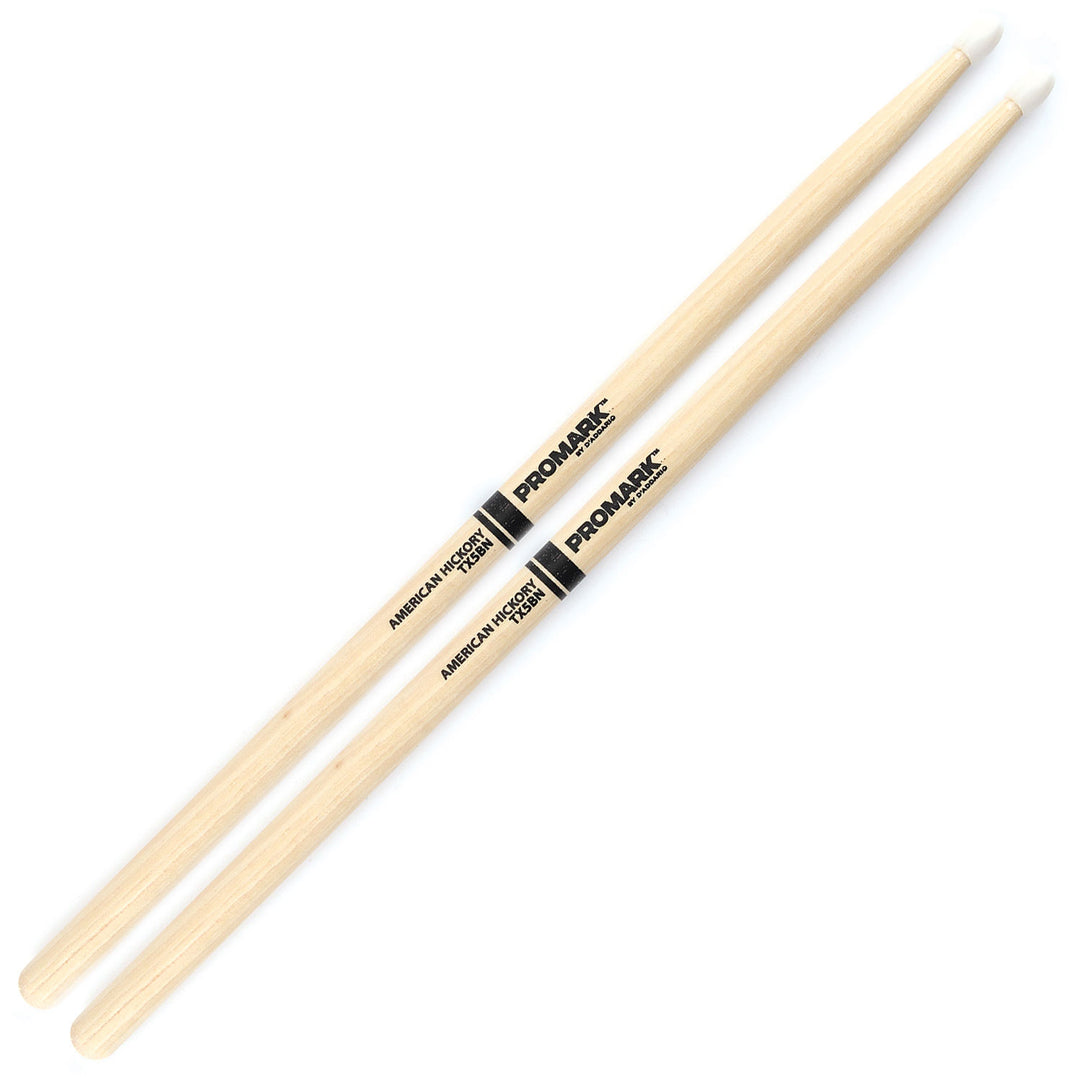 Promark TX5BN-Promark American Hickory 5B Nylon Tip Drumsticks
