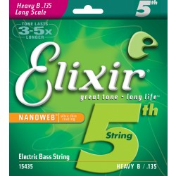 Elixir 15435 Electric Bass Strings NanoWeb Coated .135