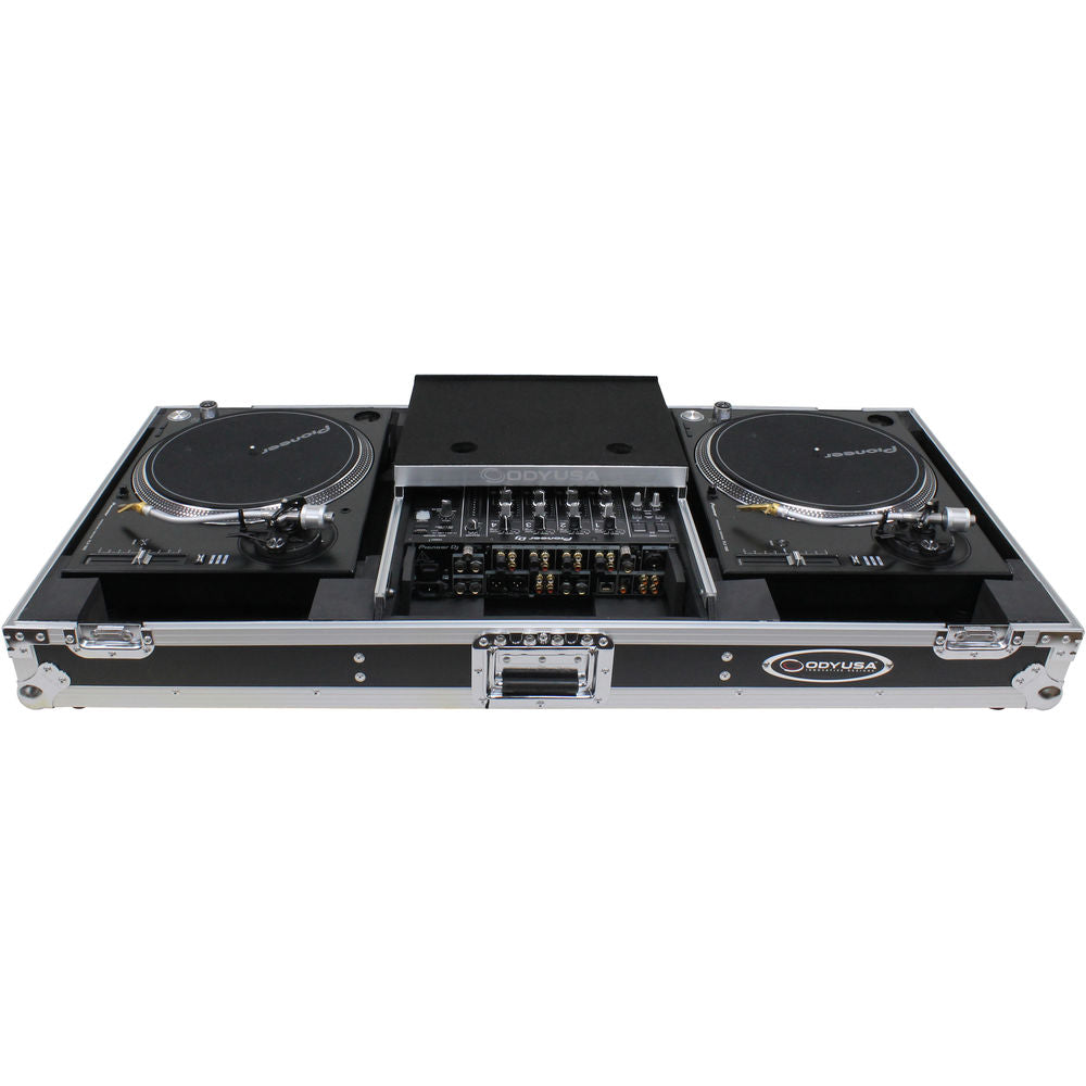 Odyssey FZGSLBM12WR Flight Zone Low Profile Glide Style DJ Coffin for 12” Mixer, 2x Turntables (Battle) & 2U Rack