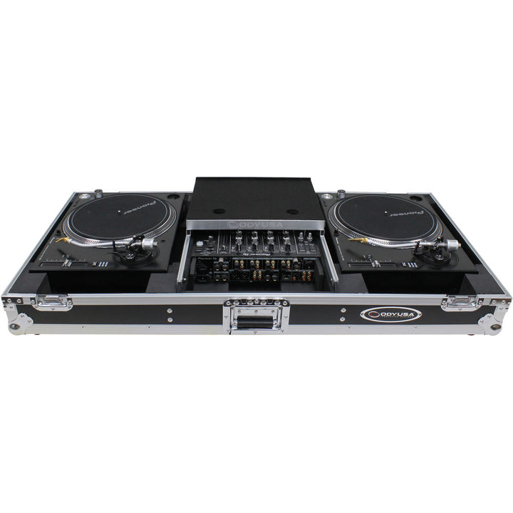 Odyssey FZGSLBM12WR Flight Zone Low Profile Glide Style DJ Coffin for 12” Mixer, 2x Turntables (Battle) & 2U Rack