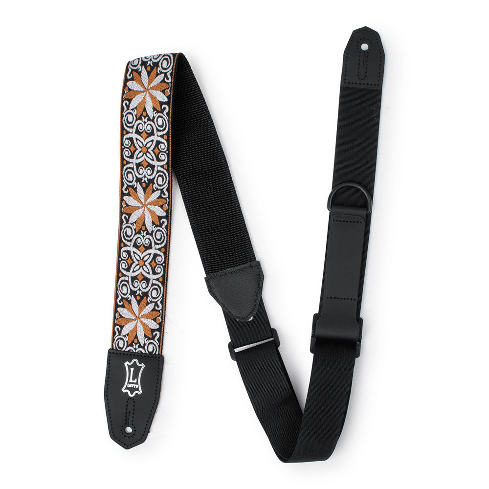 Levy's MRHHT-13 Right Height Guitar Strap - Floral Yellow / White