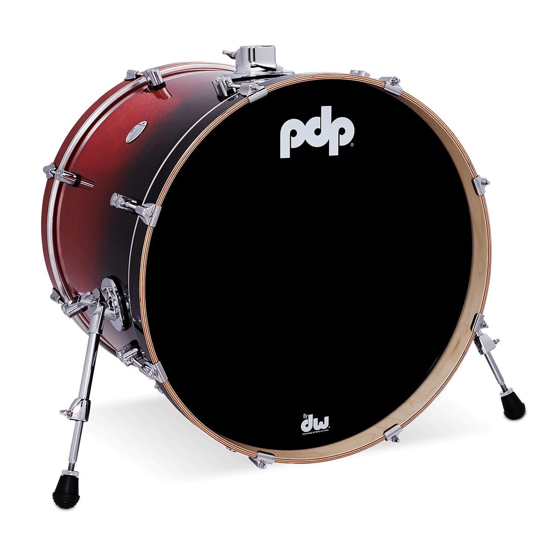 PDP Concept Maple Lacquer 18x22 Bass Drum w/ BDM Bracket (No Tom Holder) - Red to Black Fade