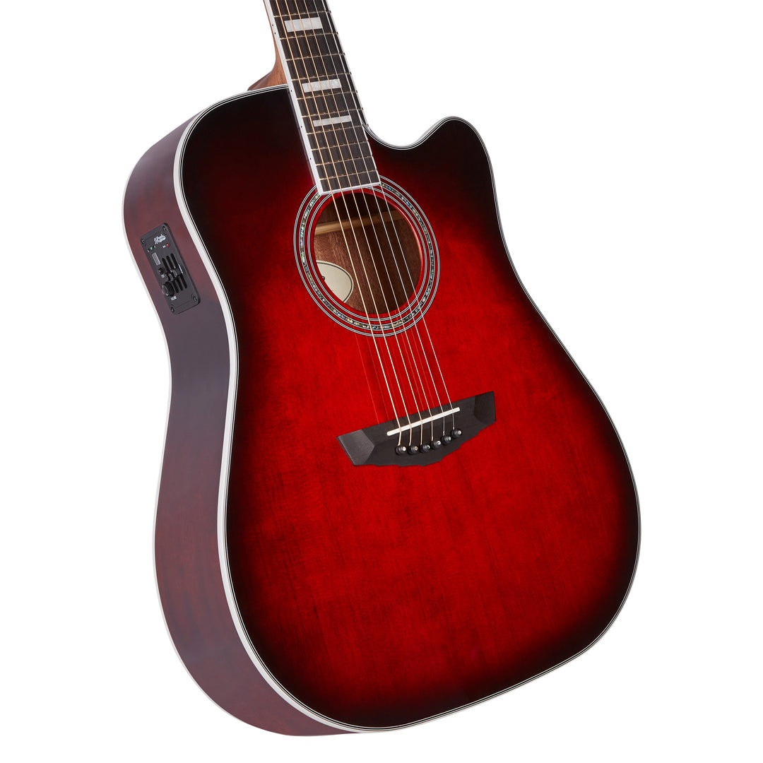 D'Angelico Premier Bowery Acoustic Guitar - Translucent Black Cherry Burst