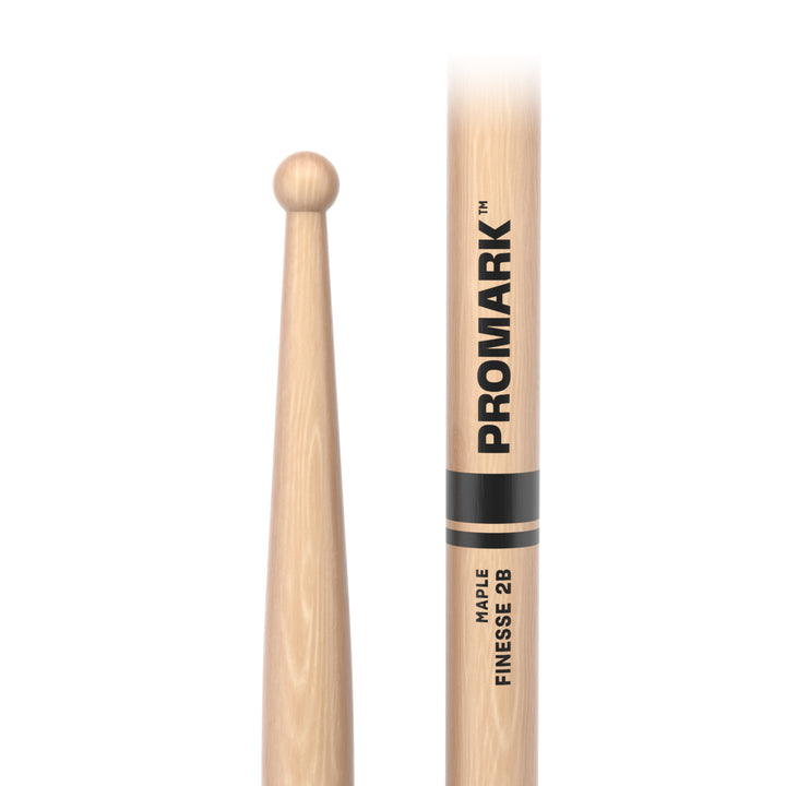 Promark RBM625RW-Promark Finesse 2B Maple Drumsticks, Small Round Wood Tip.