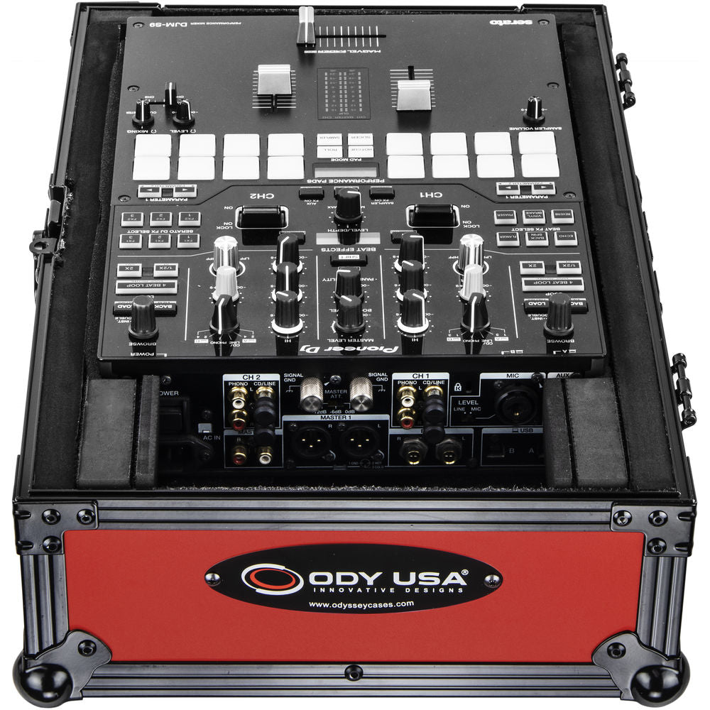 Odyssey FR10MIX Universal 10” Format Extra-Deep DJ Mixer Case - Black on Red