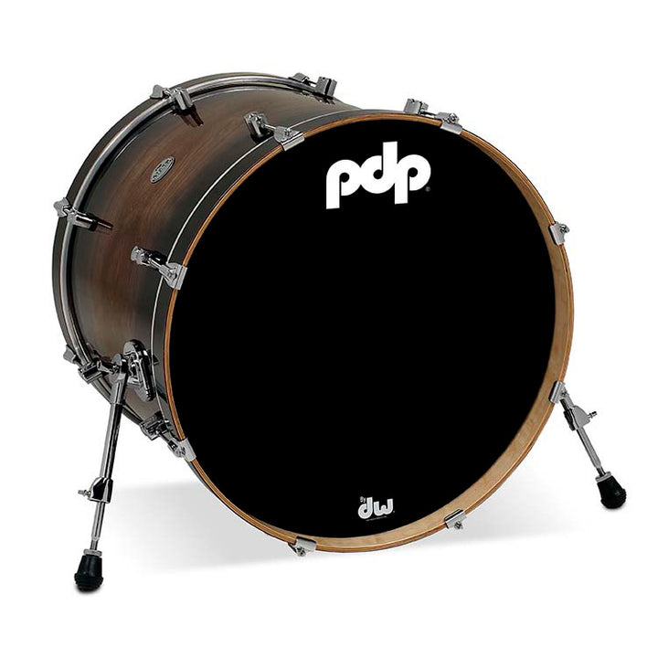 PDP Concept Exotic Series Bass Drum No BDM (18x22) Maple w/ Chrome Hardware - Walnut to Charcoal Burst
