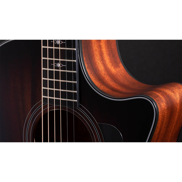 Taylor Guitars 324ce, West African Crelicam Ebony Fretboard, Expression System ® 2 Electronics, Beveled Cutaway with Taylor Deluxe Hardshell Brown Case