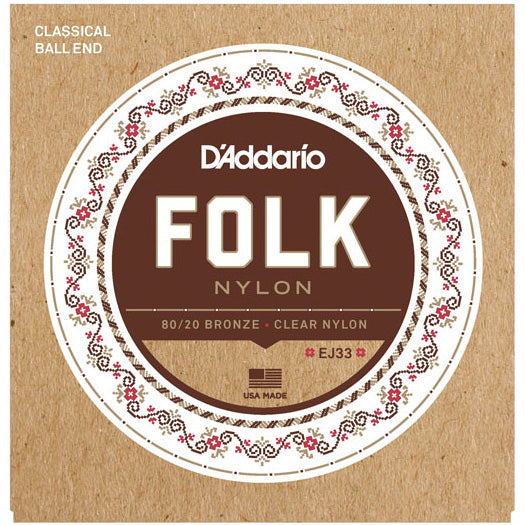 D'Addario EJ33 - SET FOLK CLR NYL-80/20 BALL