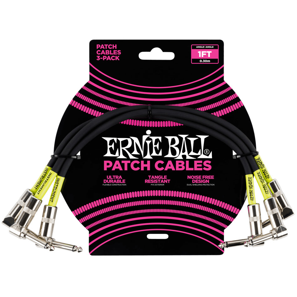Ernie Ball Patch Cables Angle/Angle (3-Pack) - 1’