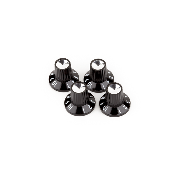 Fender Black-Silver Skirted (1-10) Push-On Amplifier Knobs - Black