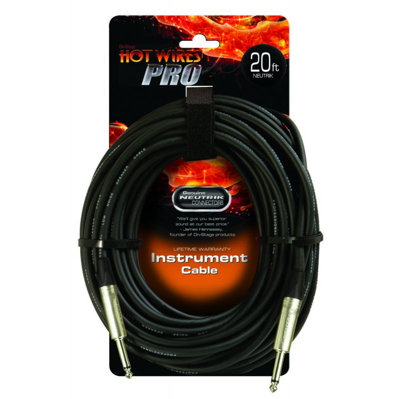 On-Stage IC-20NN Instrument Cable with Neutrik Connectors QTR-QTR - 20‚Äô