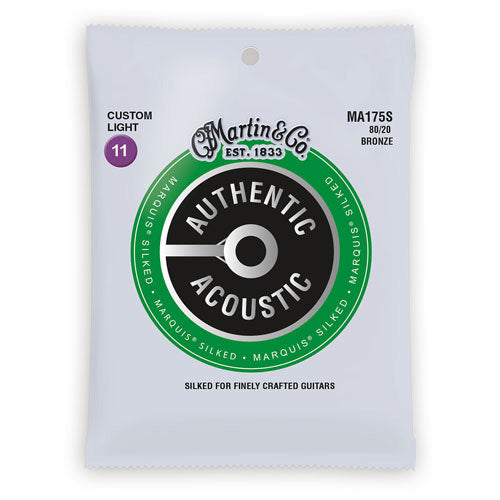 Martin MA175S Authentic Acoustic Marquis Silked 80/20 Bronze Guitar Strings - Custom Light 11-52