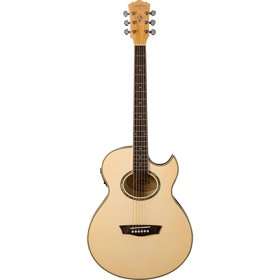 Washburn EA20-A Festival Florentine w/Cutaway/Pickup,Natural Spruce Top, Flame Maple Back & Sides