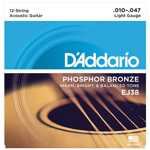 D'Addario EJ38 - SET ACOUS PHOS BRZ LITE 12STR