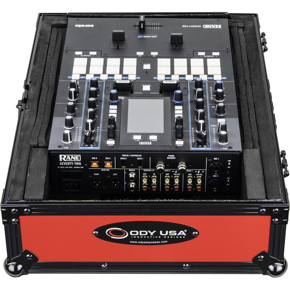 Odyssey FR12MIX Universal 12” Format Extra Deep DJ Mixer Case - Black on Red