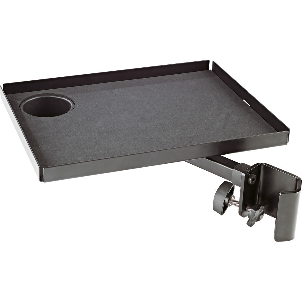 K&M 12227 Device Tray with Cup Holder for Stand - Black