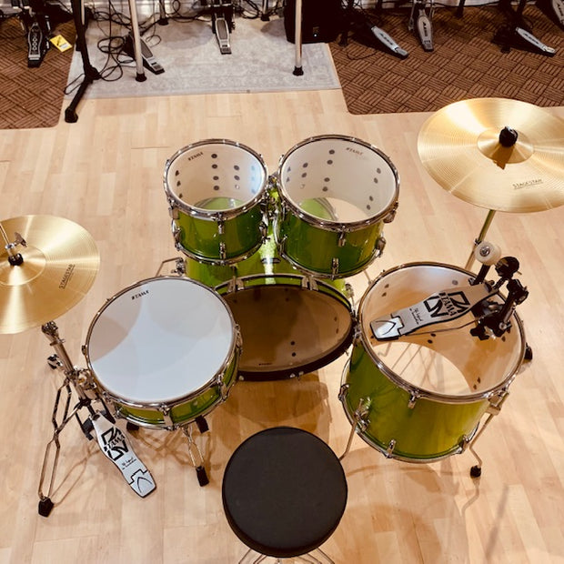 Tama ST52H5CLGS- Stagestar 5-pc Drum Kit W/ Hardware, Throne, Cymbals. Complete Set - Lime Green Sparkle
