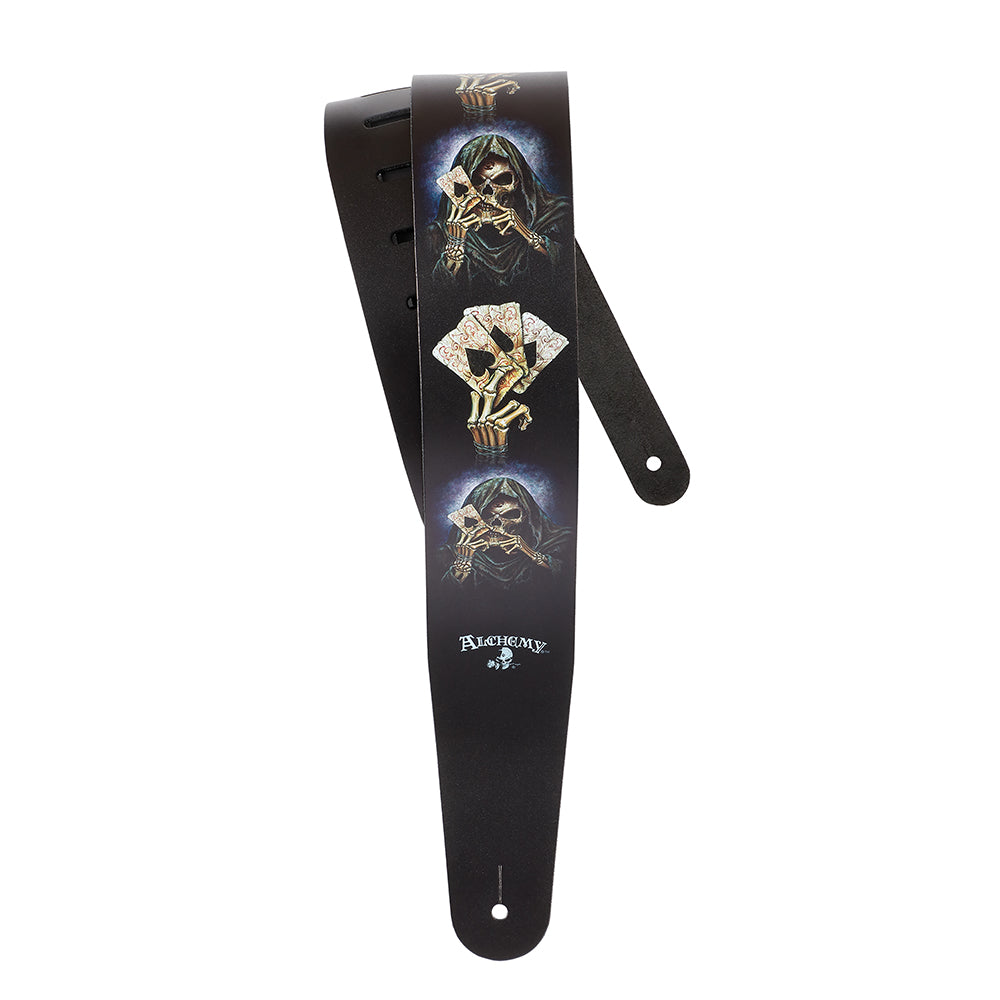 D'Addario ALCHEMY LEATHER GUITAR STRAP - HAND OF DEATH