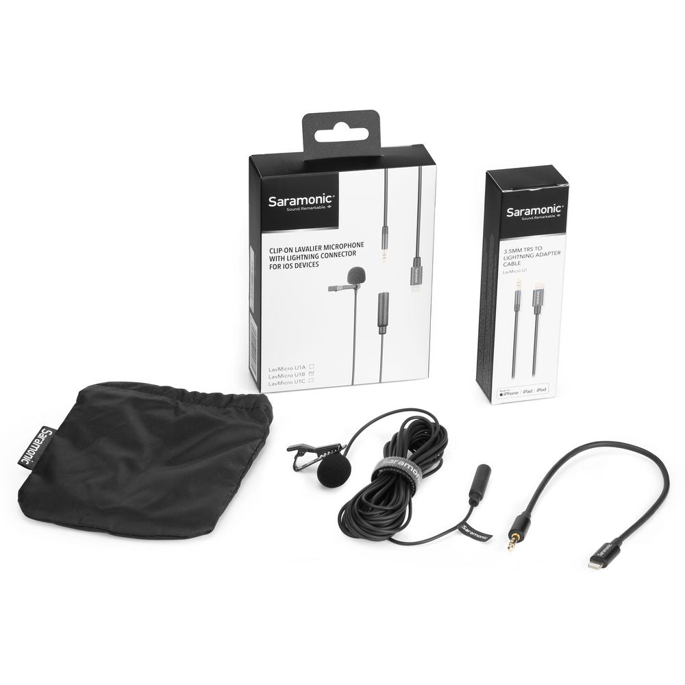 Saramonic LavMicro U1B Omnidirectional Lavalier Microphone w/ Lightning Connector for iOS Devices - 19.6’ Cable