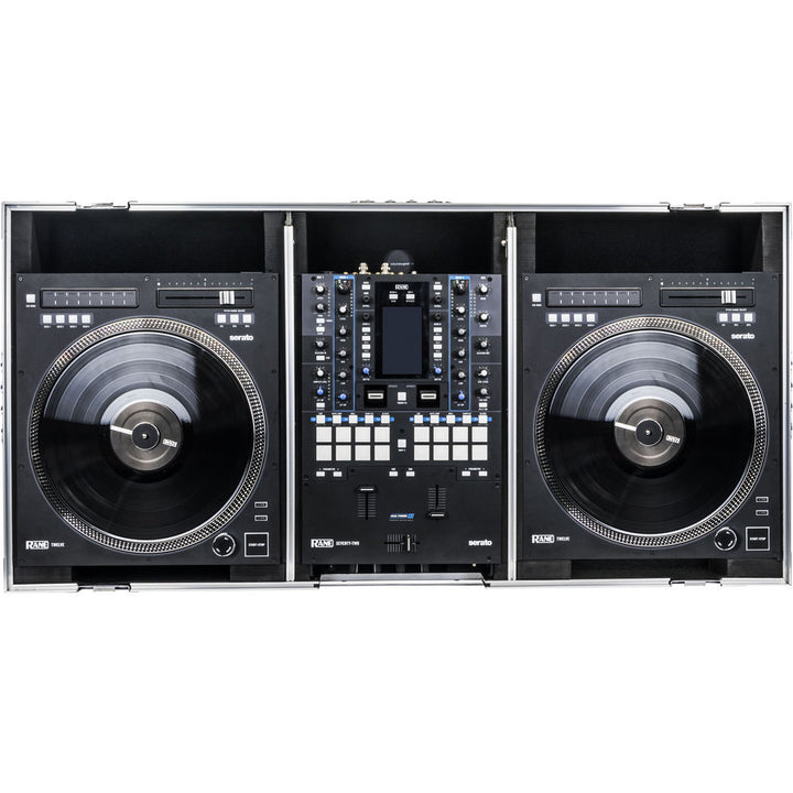 Odyssey FZGSRANE1272W Flight Zone Glide Style DJ Coffin Case for Rane Twelve and Seventy-Two - Silver and Black