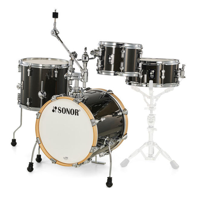 Sonor AQX Jungle Set 4-Piece Drum Kit with Cymbal / Tom Holder - Black Midnight Sparkle