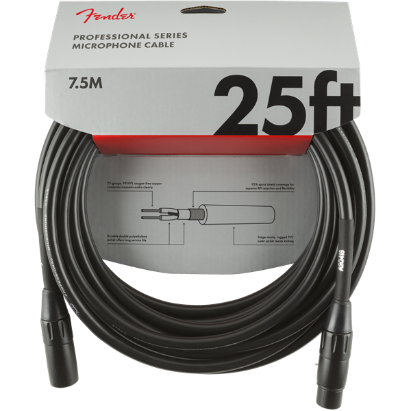 Fender Professional Series Microphone Cable - Black - 25ft
