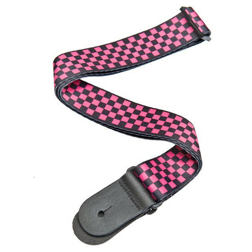 D'Addario 50H03 - 50MM STRAP - BLK/PINK CHECKER