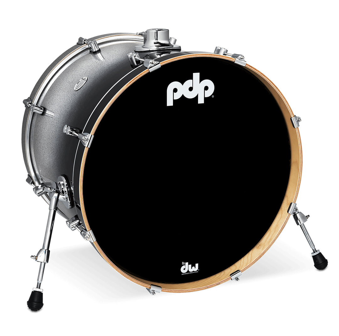 PDP Concept Maple Lacquer 18x22 Bass Drum w/ BDM Bracket (No Tom Holder) - Silver to Black Fade