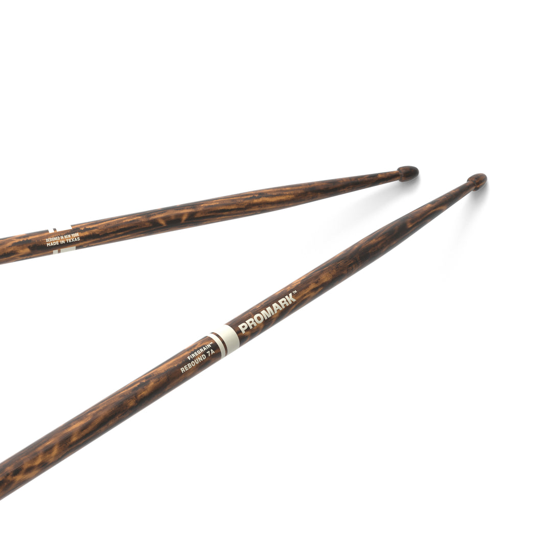 Promark R7AFG-Promark Rebound 7A FireGrain Hickory Drumstick, Acorn Wood Tip