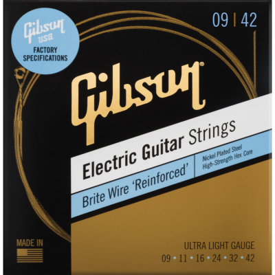 Gibson Brite Wire Reinforced Electric Guitar Strings - Ultra Light 09/42