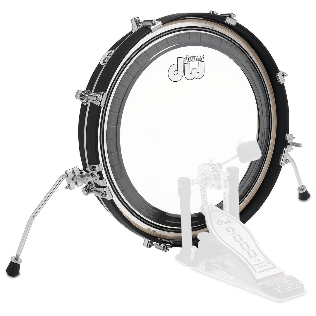 DW Design Series Pancake Bass Drum w/ Hoop Clam Spurs 3x20 Matte Lacquer - Black Satin