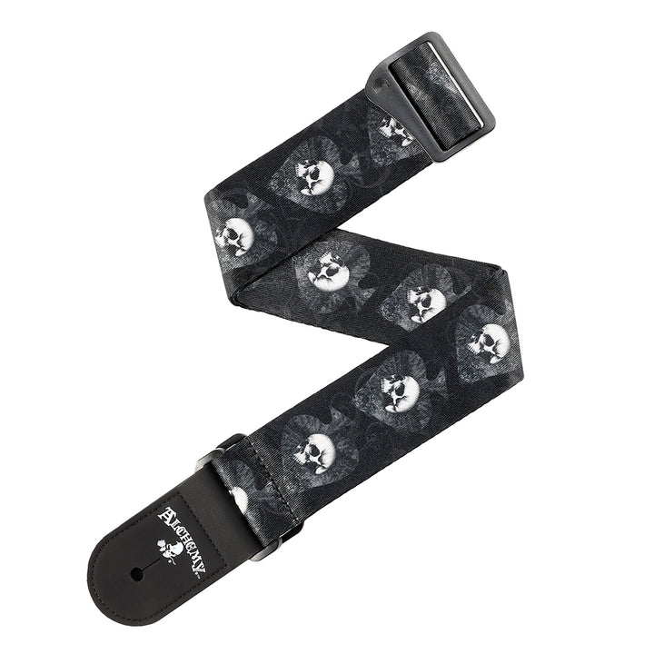 D'Addario ALCHEMY WOVEN GUITAR STRAP 50MM - SKULLS IN SPADES