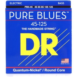 DR Strings PB5-45 (Medium 5's) - PURE BLUES  -Quantum-Nickel: 45, 65, 85, 105, 125