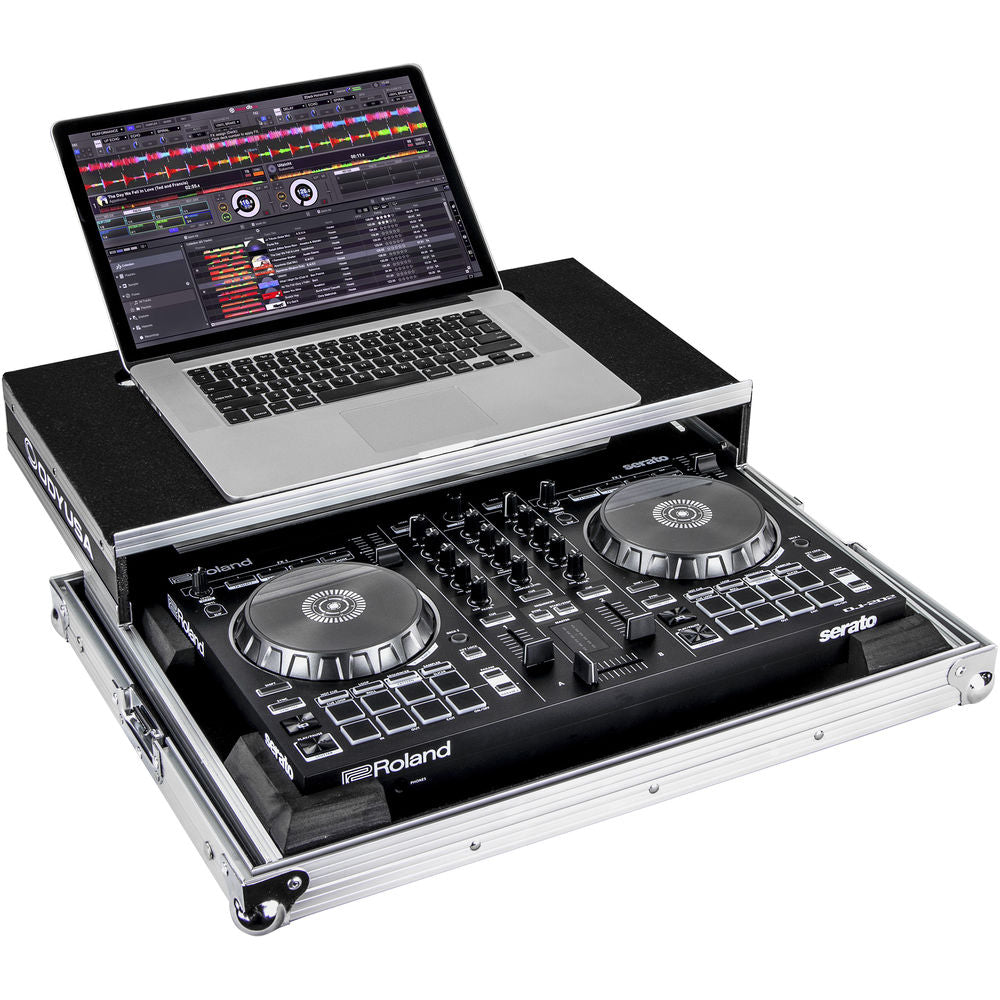 Odyssey FRGSDJ202 Flight Zone Low-Profile Glide Style Case for Roland DJ-202 DJ Controller - Silver