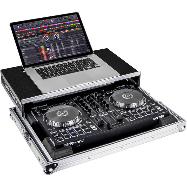Odyssey FRGSDJ202 Flight Zone Low-Profile Glide Style Case for Roland DJ-202 DJ Controller - Silver