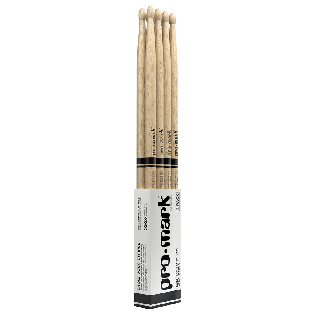 Promark PW5BW ATTACK 5B Lacquered Shira Kashi Oak Wood Tip Drumstick (4-Pairs)
