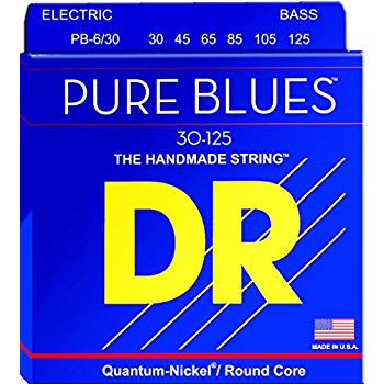 DR Strings PB6-30 (Medium 6's) - PURE BLUES  -Quantum-Nickel: 30, 45, 65, 85, 105, 125