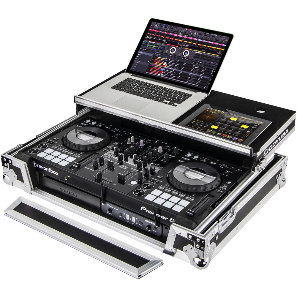 Odyssey FZGSPIDDJ8001 Flight Zone Glide Style Flight Case for Pioneer DDJ-800 w/ 2U Rack - Silver